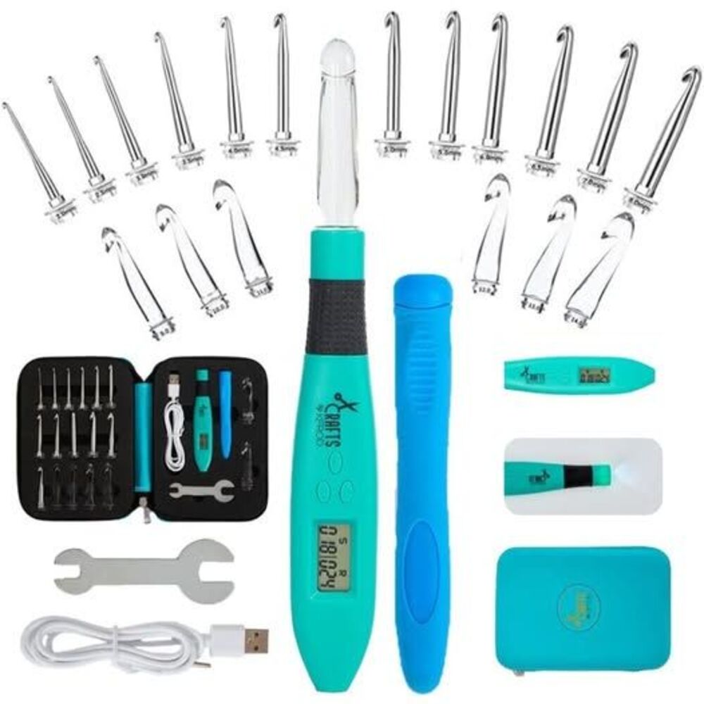 Interchangeable Crochet Hook Set with Light and Stitch Counter (18 iSizes n1)